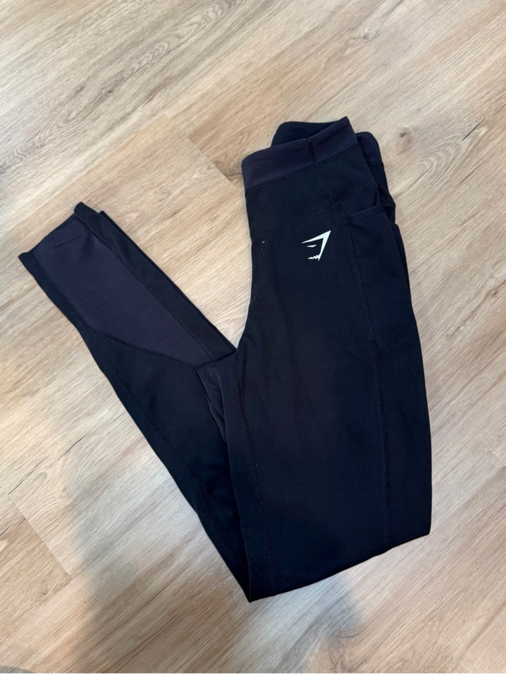 Gymshark Black Workout Leggings with Logo Tab